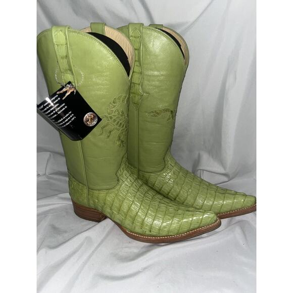 Alacran De Durango Handmade Rodeo Western Boots Real Caiman J Toe Mens Sz 7 - Picture 1 of 7